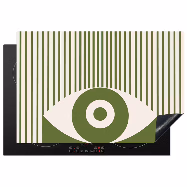 Abstract - Oog - Strepen - Modern - Groen Inductie beschermer vinyl 3mm klein -3d
