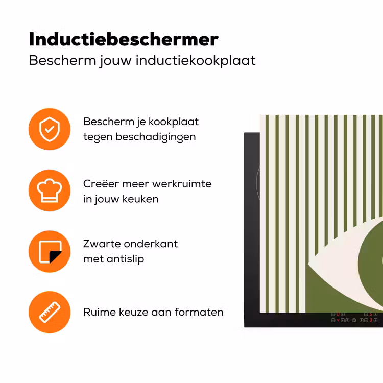 Abstract - Oog - Strepen - Modern - Groen Inductie beschermer vinyl 3mm klein -zzzzzzz-td-ups