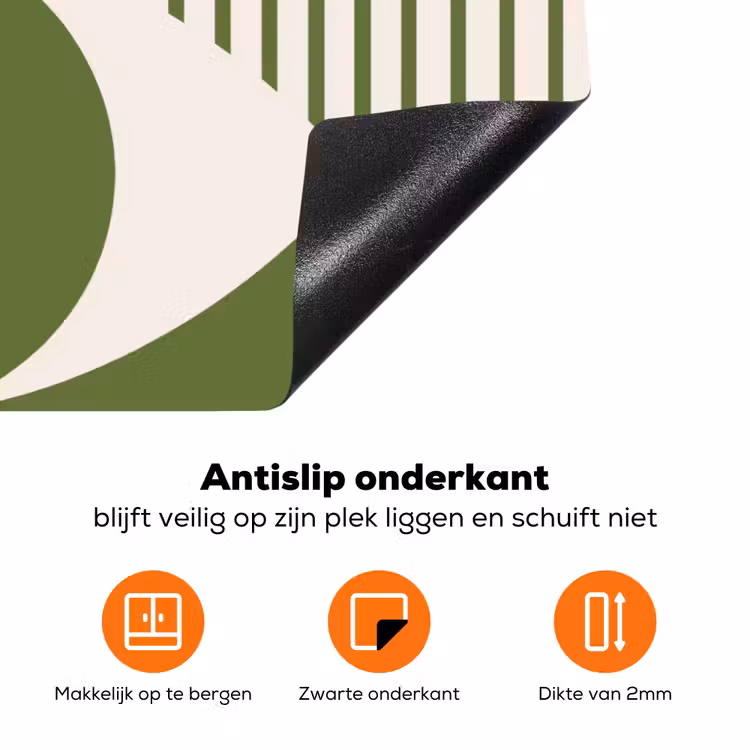 Abstract - Oog - Strepen - Modern - Groen Inductie beschermer vinyl 3mm klein -zzzzzzz-td-onderkant