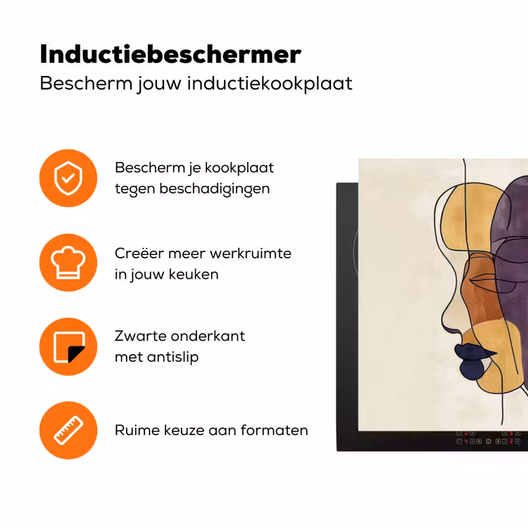 Abstract - Overlappende gezichten - Paars - Donkergroen Inductie beschermer vinyl 3mm klein -zzzzzzz-td-ups
