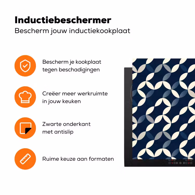 Abstract - Patroon - Blauw Inductie beschermer vinyl 3mm klein 276 -zzzzzzz-td-ups
