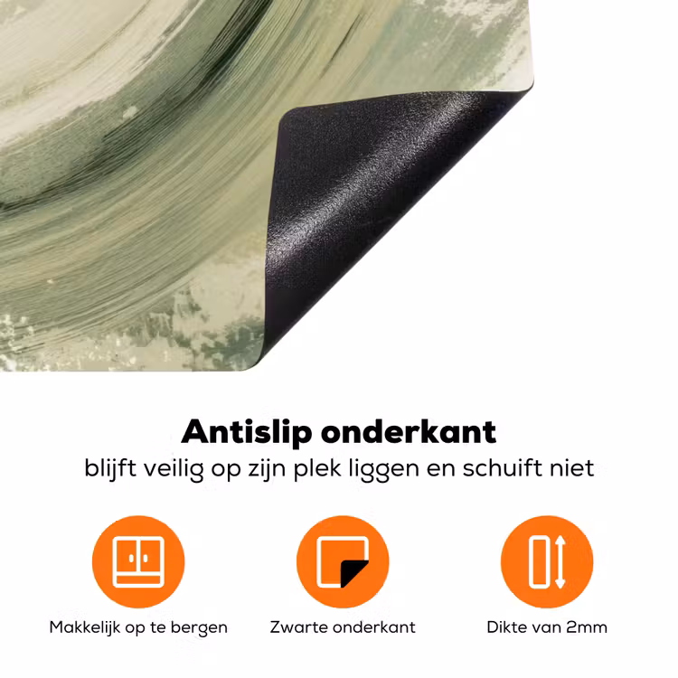 Abstract - Penseelstreken - Golven - Groen Inductie beschermer vinyl 3mm klein -zzzzzzz-td-onderkant