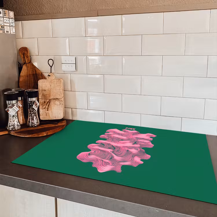 Abstract - Pink - Lijnen - Groen Inductie beschermer vinyl 3mm klein -sfeer3