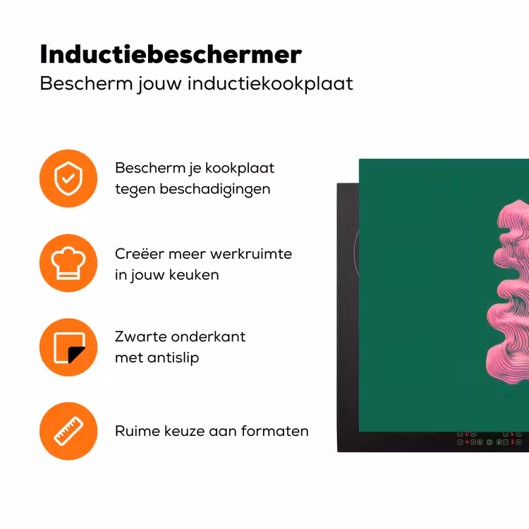 Abstract - Pink - Lijnen - Groen Inductie beschermer vinyl 3mm klein -zzzzzzz-td-ups