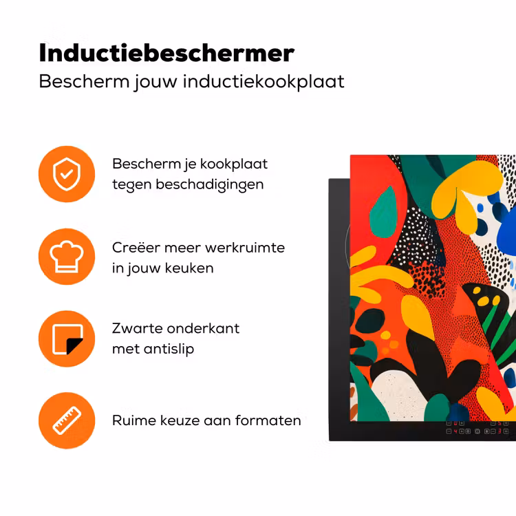 Abstract - Planten - Vormen - Kleurrijk Inductie beschermer vinyl 3mm klein -zzzzzzz-td-ups