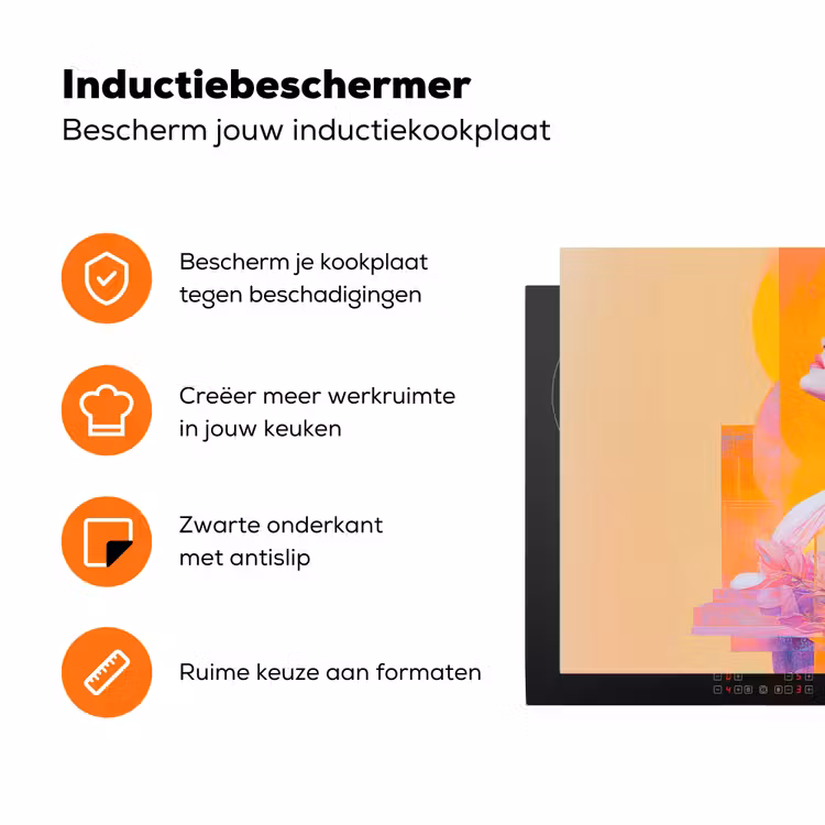 Abstract - Portret - Vrouw - Kleurrijk Inductie beschermer vinyl 3mm klein -zzzzzzz-td-ups