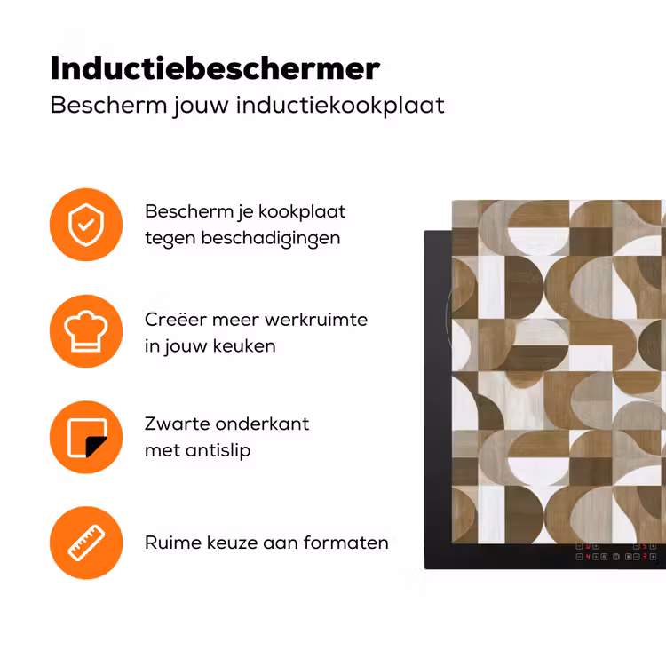 Abstract - Retro - Bruin Inductie beschermer vinyl 3mm klein 276 -zzzzzzz-td-ups