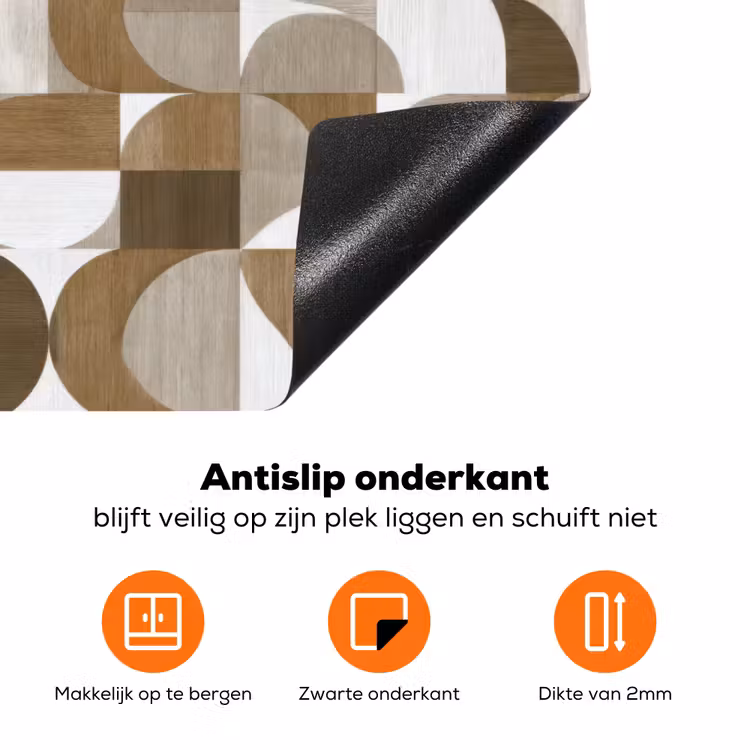 Abstract - Retro - Bruin Inductie beschermer vinyl 3mm klein 276 -zzzzzzz-td-onderkant