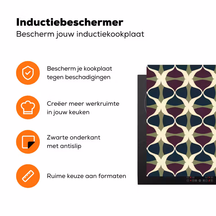 Abstract - Retro - Kleurrijk Inductie beschermer vinyl 3mm klein 276 -zzzzzzz-td-ups