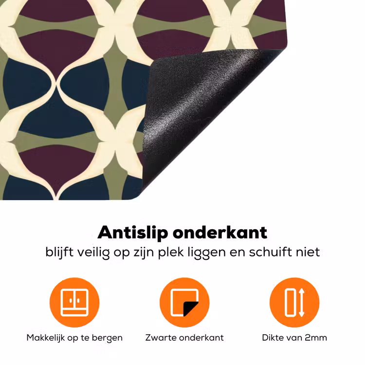 Abstract - Retro - Kleurrijk Inductie beschermer vinyl 3mm klein 276 -zzzzzzz-td-onderkant