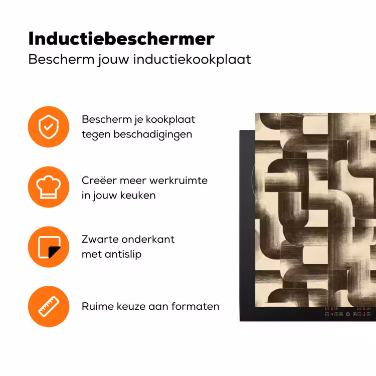 Abstract - Retro - Zwart Inductie beschermer vinyl 3mm klein 276 -zzzzzzz-td-ups