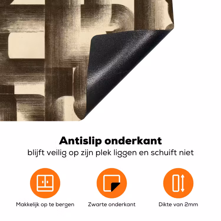 Abstract - Retro - Zwart Inductie beschermer vinyl 3mm klein 276 -zzzzzzz-td-onderkant