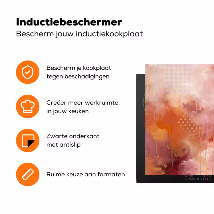Abstract - Rood - Goud - Modern - Kunst Inductie beschermer vinyl 3mm klein -zzzzzzz-td-ups