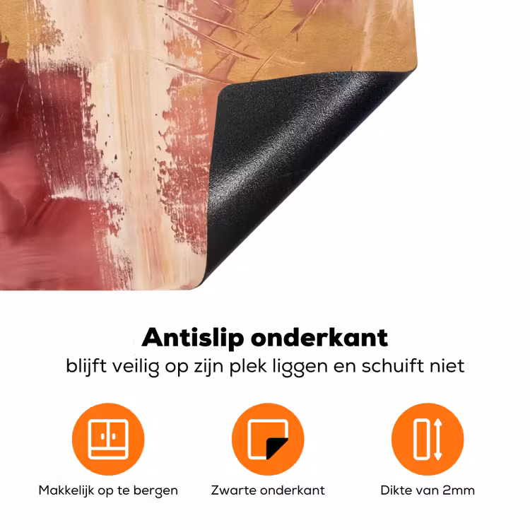 Abstract - Rood - Goud - Modern - Kunst Inductie beschermer vinyl 3mm klein -zzzzzzz-td-onderkant