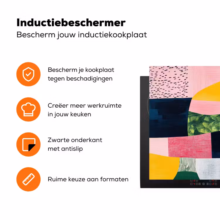 Abstract - Roze - Lappen - Vormen - Geel Inductie beschermer vinyl 3mm klein -zzzzzzz-td-ups