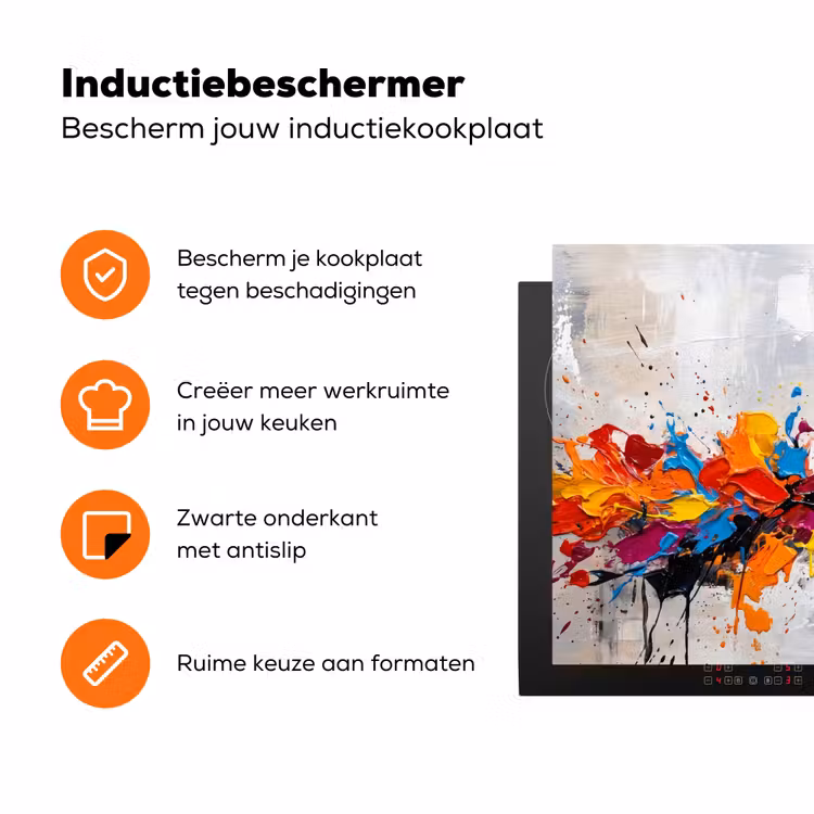 Abstract - Schilderij - Kleurrijk - Dynamisch Inductie beschermer vinyl 3mm klein -zzzzzzz-td-ups