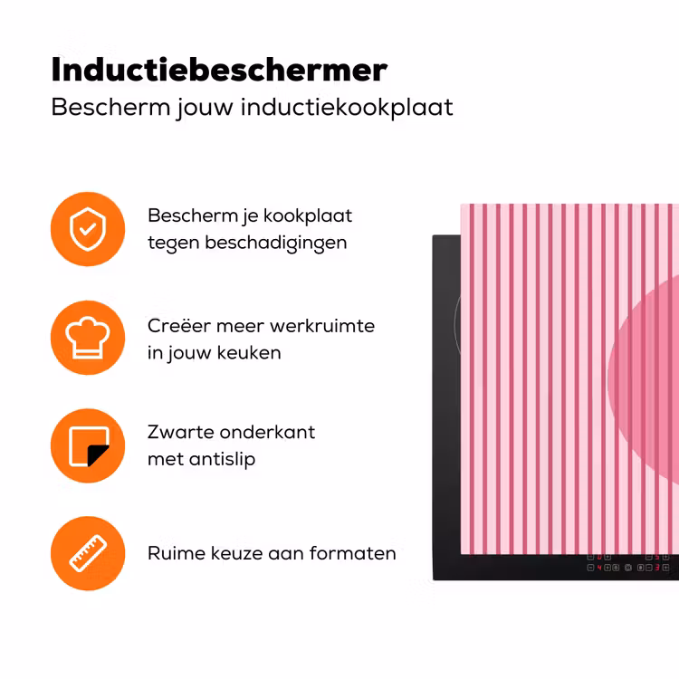 Abstract - Strepen - Ovaal - Roze - Modern Inductie beschermer vinyl 3mm klein -zzzzzzz-td-ups