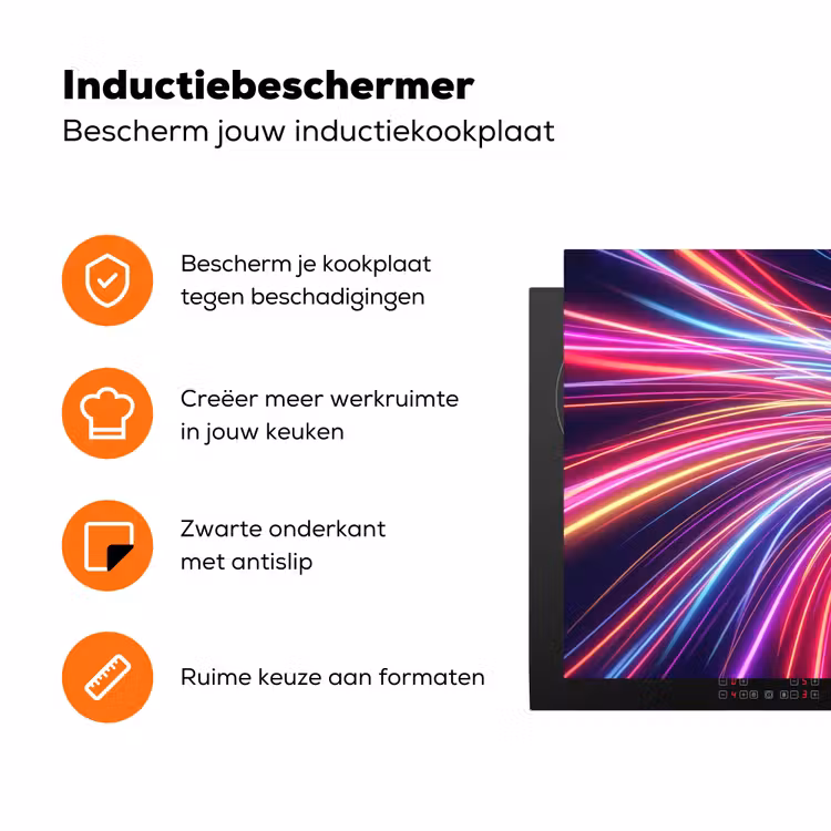 Abstract - Swirl - Futuristic - Neon Inductie beschermer vinyl 3mm klein -zzzzzzz-td-ups