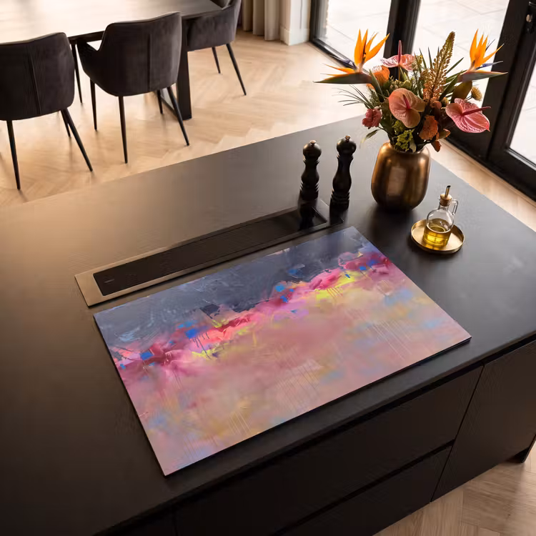 Abstract - Textuur - Kleuren - Modern - Roze Inductie beschermer vinyl 3mm klein -sfeer5
