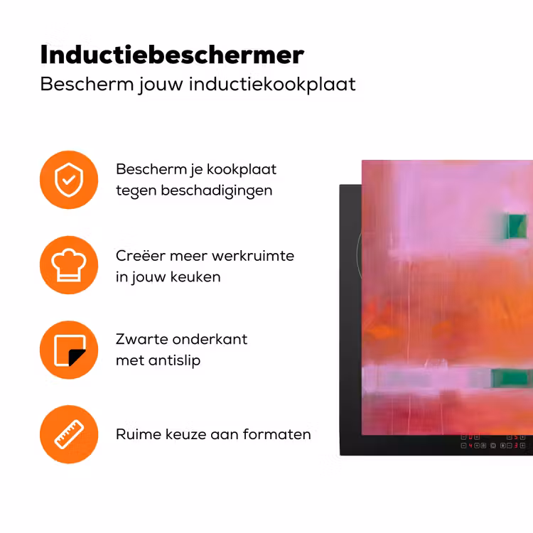 Abstract - Vlakken - Kunst - Modern - Oranje Inductie beschermer vinyl 3mm klein -zzzzzzz-td-ups
