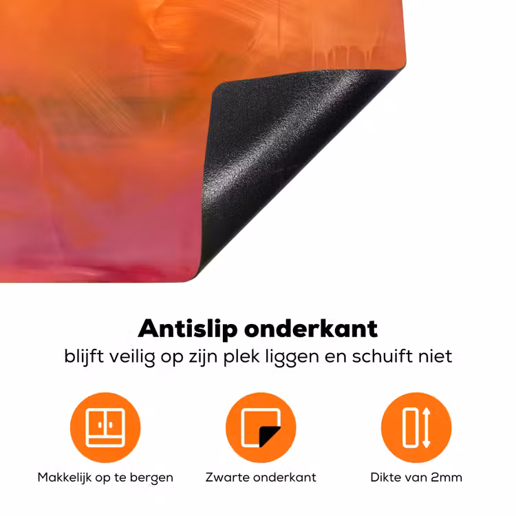 Abstract - Vlakken - Kunst - Modern - Oranje Inductie beschermer vinyl 3mm klein -zzzzzzz-td-onderkant