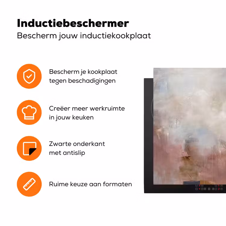 Abstract - Vloeiend - Kunst - Modern - Beige Inductie beschermer vinyl 3mm klein -zzzzzzz-td-ups