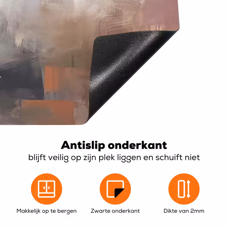 Abstract - Vloeiend - Kunst - Modern - Beige Inductie beschermer vinyl 3mm klein -zzzzzzz-td-onderkant