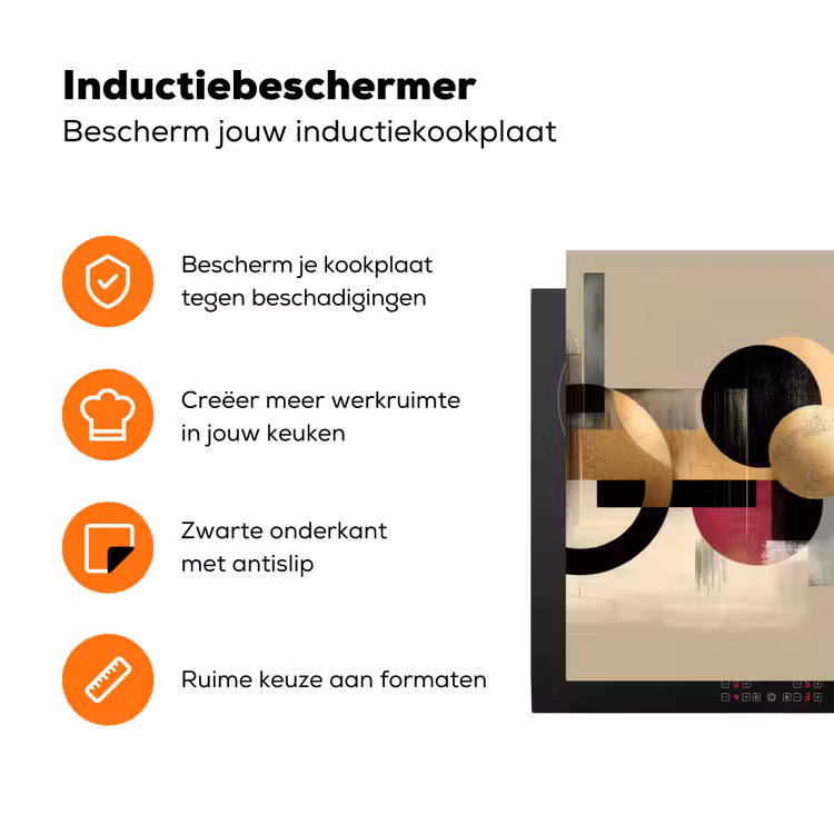 Abstract - Vormen - Beige - Texturen Inductie beschermer vinyl 3mm klein -zzzzzzz-td-ups