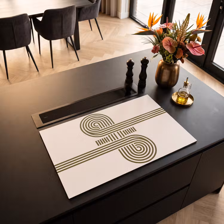 Abstract - Vormen - Modern - Groen Inductie beschermer vinyl 3mm klein -sfeer5