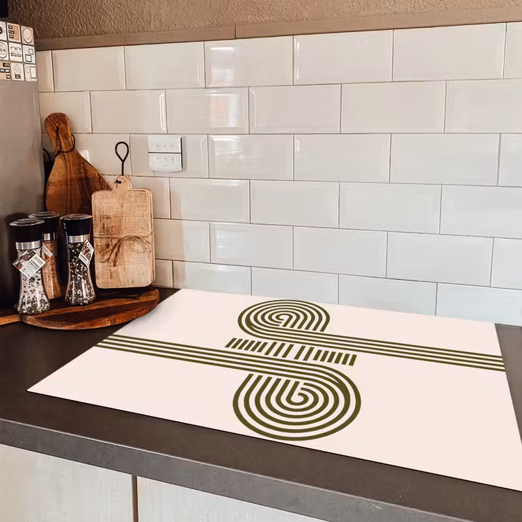 Abstract - Vormen - Modern - Groen Inductie beschermer vinyl 3mm klein -sfeer3
