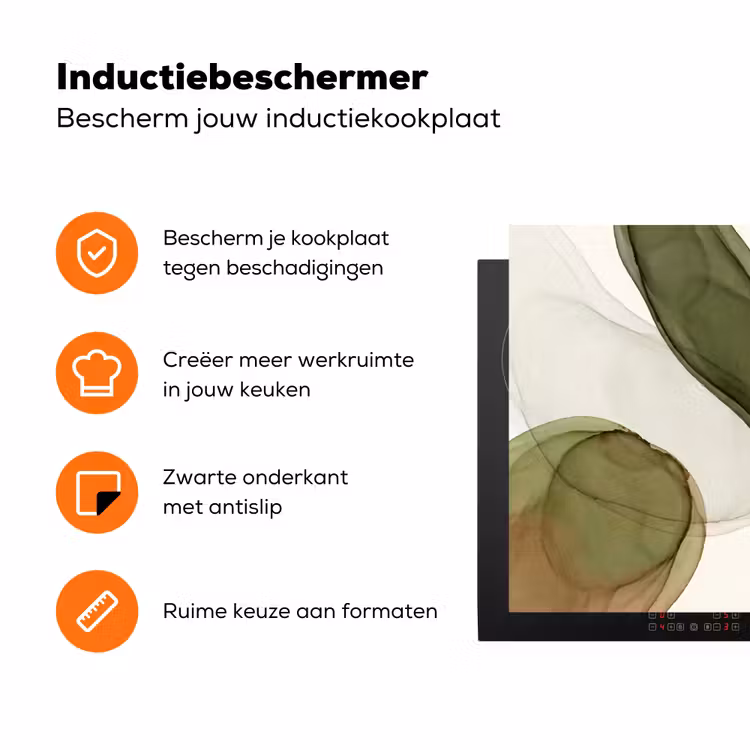 Abstract - Vormen - Modern - Kunst - Groen - Bruin Inductie beschermer vinyl 3mm klein -zzzzzzz-td-ups