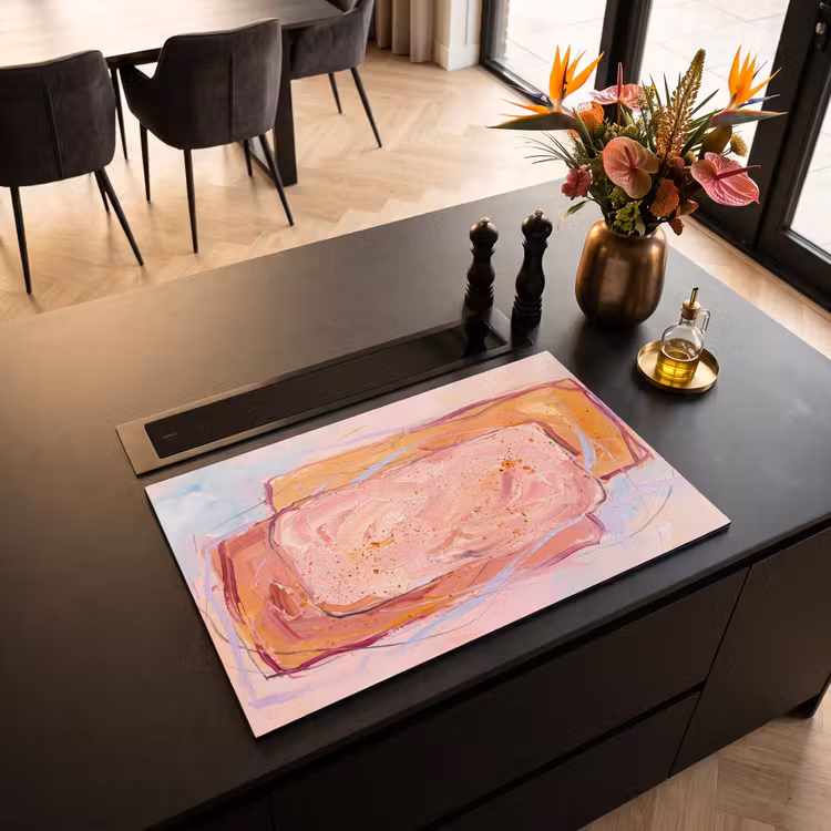 Abstract - Vormen - Modern - Roze Inductie beschermer vinyl 3mm klein -sfeer5