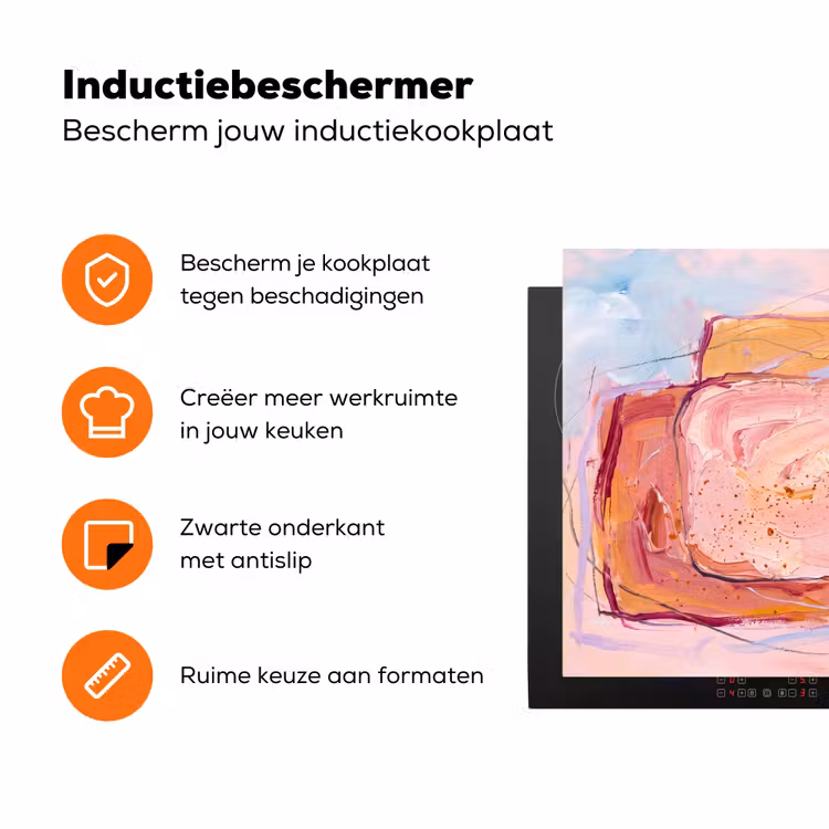 Abstract - Vormen - Modern - Roze Inductie beschermer vinyl 3mm klein -zzzzzzz-td-ups