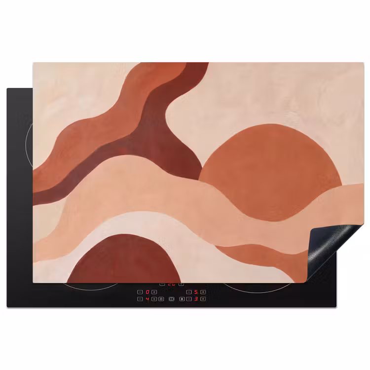 Abstract - Vormen - Organisch - Aardetinten - Modern Inductie beschermer vinyl 3mm klein -3d