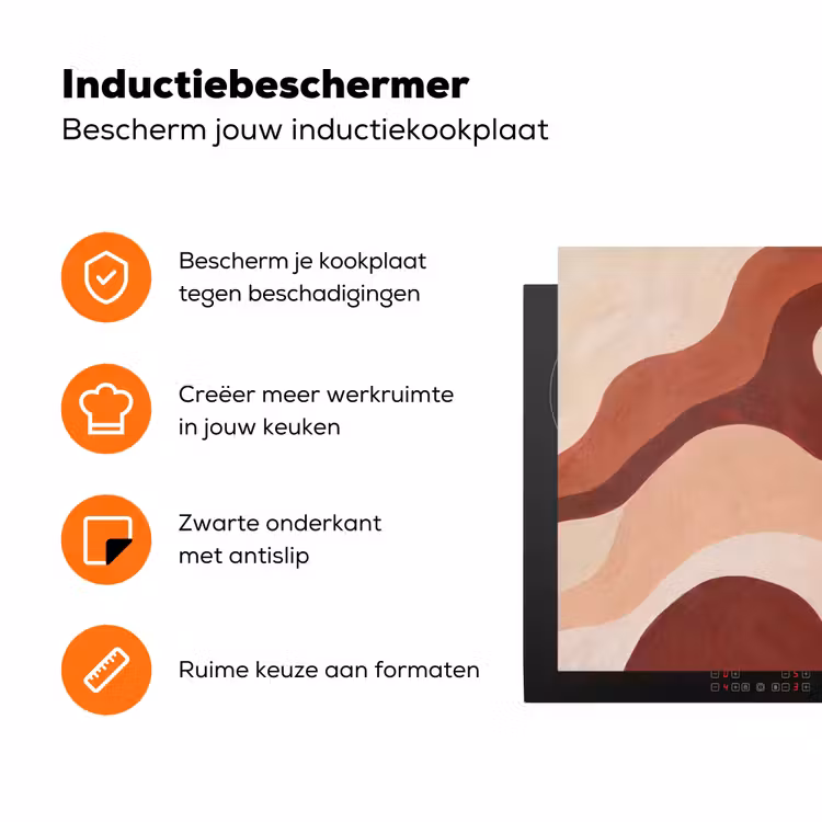 Abstract - Vormen - Organisch - Aardetinten - Modern Inductie beschermer vinyl 3mm klein -zzzzzzz-td-ups
