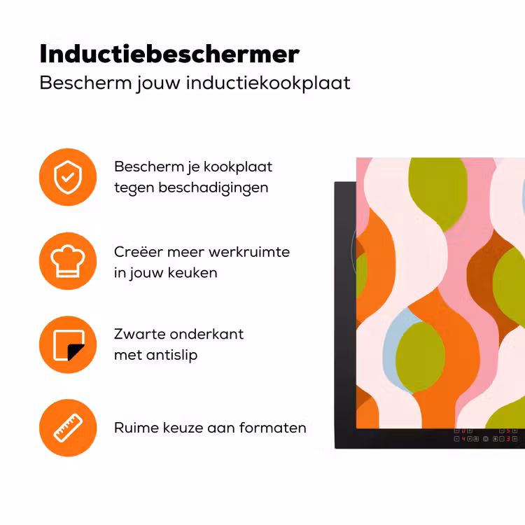 Abstract - Vormen - Roze Inductie beschermer vinyl 3mm klein -zzzzzzz-td-ups