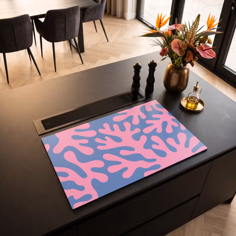 Abstract - Vormen - Roze - Blauw Inductie beschermer vinyl 3mm klein -sfeer5