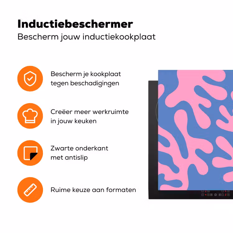 Abstract - Vormen - Roze - Blauw Inductie beschermer vinyl 3mm klein -zzzzzzz-td-ups
