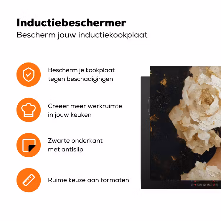 Abstract - Vrouw - Bloemen - Wit Inductie beschermer vinyl 3mm klein -zzzzzzz-td-ups
