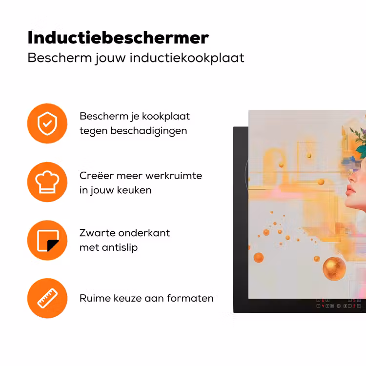 Abstract - Vrouw - Bloemenkroon - Goud Inductie beschermer vinyl 3mm klein -zzzzzzz-td-ups