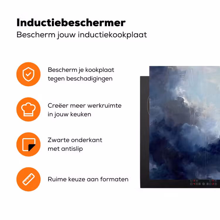 Abstract - Wolken - Modern - Blauw - Kunst Inductie beschermer vinyl 3mm klein -zzzzzzz-td-ups