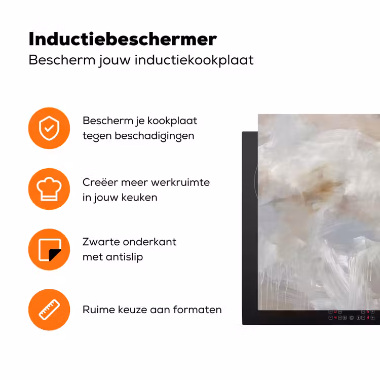 Abstract - Wolken - Sfeer - Modern - Beige Inductie beschermer vinyl 3mm klein -zzzzzzz-td-ups
