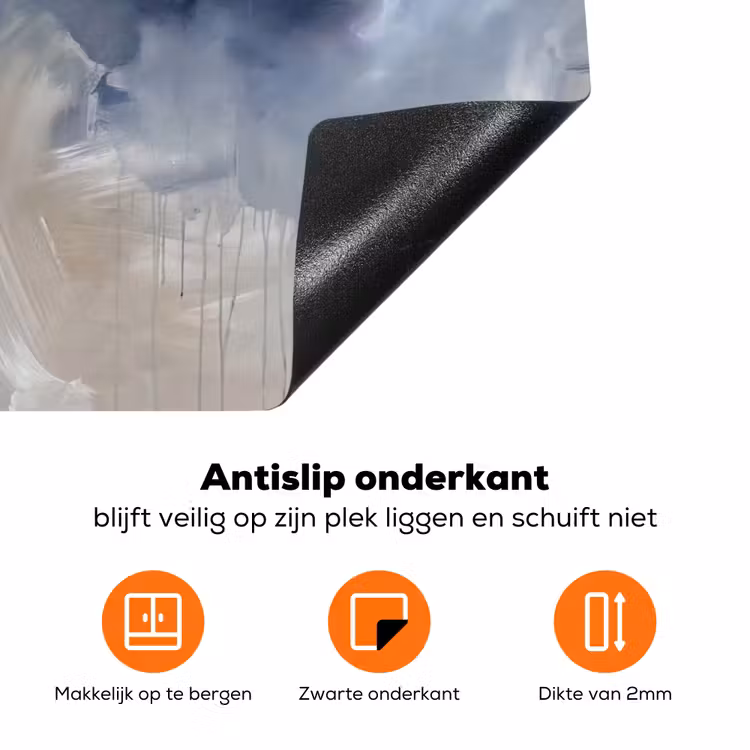 Abstract - Wolken - Sfeer - Modern - Beige Inductie beschermer vinyl 3mm klein -zzzzzzz-td-onderkant