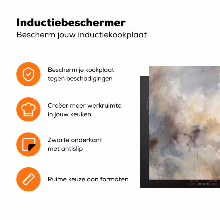 Abstract - Wolken - Sfeervol - Beige - Grijs Inductie beschermer vinyl 3mm klein -zzzzzzz-td-ups