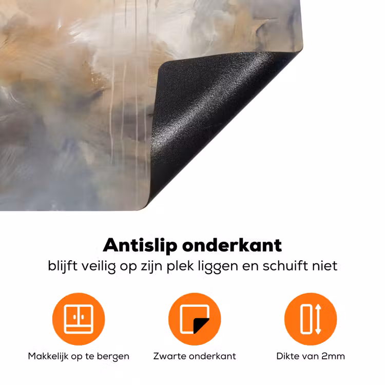 Abstract - Wolken - Sfeervol - Beige - Grijs Inductie beschermer vinyl 3mm klein -zzzzzzz-td-onderkant