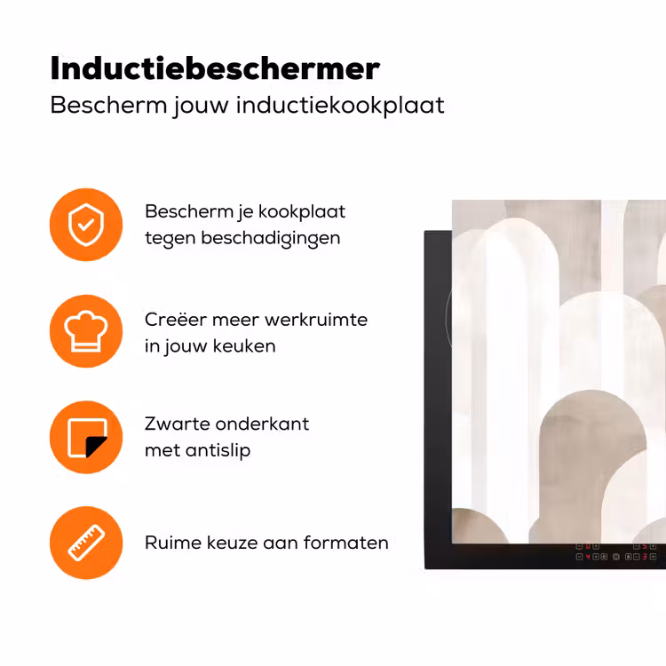 Abstracte bogen - Modern - Beige Inductie beschermer vinyl 3mm klein -zzzzzzz-td-ups