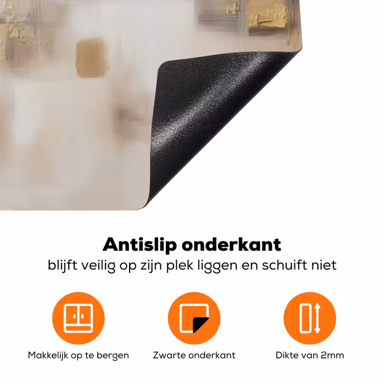 Abstracte vierkanten - Aardetonen - Mistig Inductie beschermer vinyl 3mm klein -zzzzzzz-td-onderkant