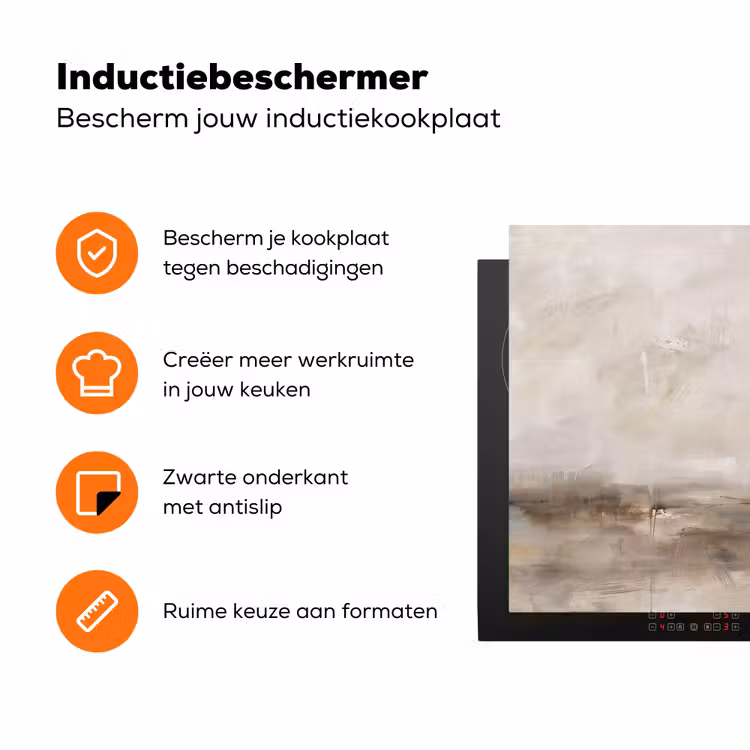 Abstrakt - Landschap - Modern - Beige - Kunst Inductie beschermer vinyl 3mm klein -zzzzzzz-td-ups