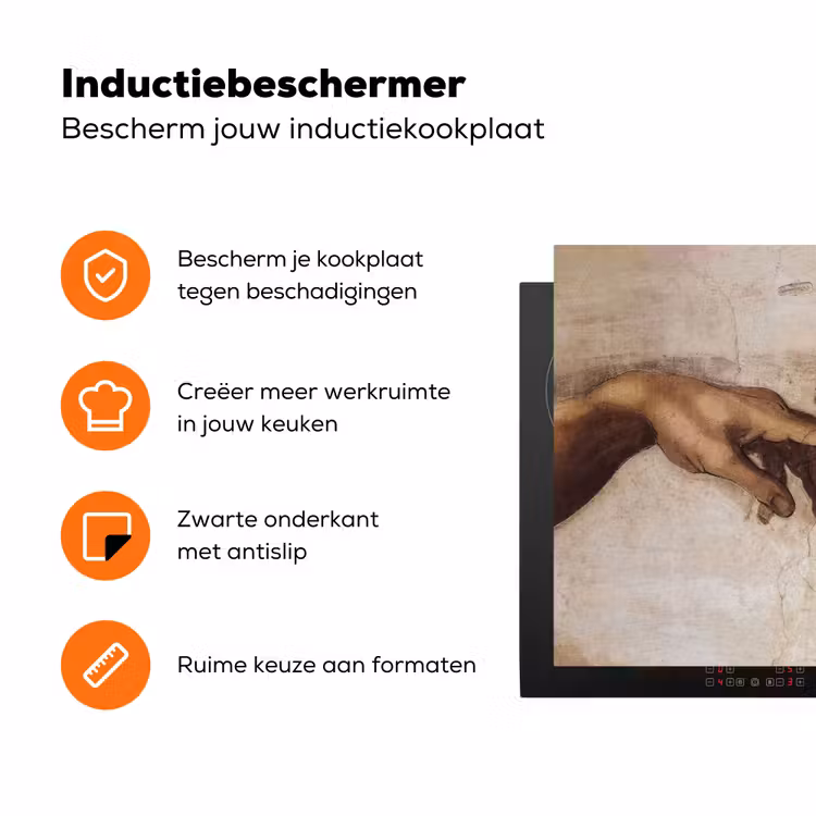 Adam - Michelangelo - Schilderij - Creation of Adam Inductie beschermer vinyl 3mm klein -zzzzzzz-td-ups