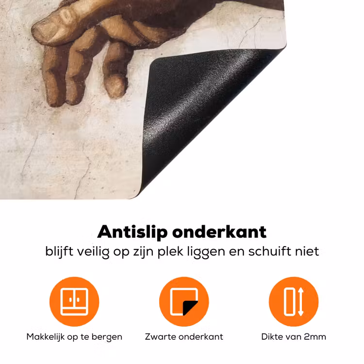 Adam - Michelangelo - Schilderij - Creation of Adam Inductie beschermer vinyl 3mm klein -zzzzzzz-td-onderkant